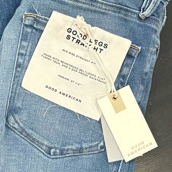 Good American NWT 💙 Good Legs Straight Mid Rise Denim Jeans. Size: 2/26 - Picture 3 of 12
